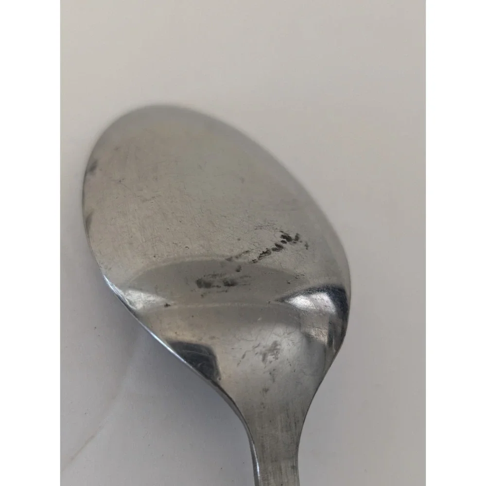 United Silver 2 Soup Spoons CASSANDRA Stainless MCM Floral Flower Japan Vintage